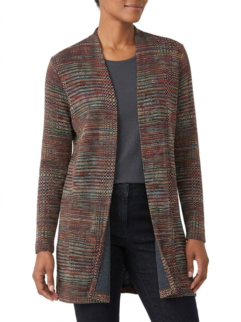 Coldwater Creek Space Dye Open Front Cardigan Sweater Women Size L